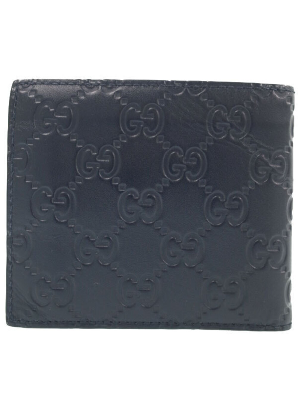 Gucci Leather Coin fold Signature Bi Wallet Short Black